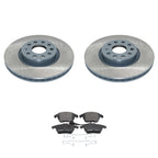 Front Rotors & Bosch QuietCast Brake Pads Kit for Audi TT Quattro