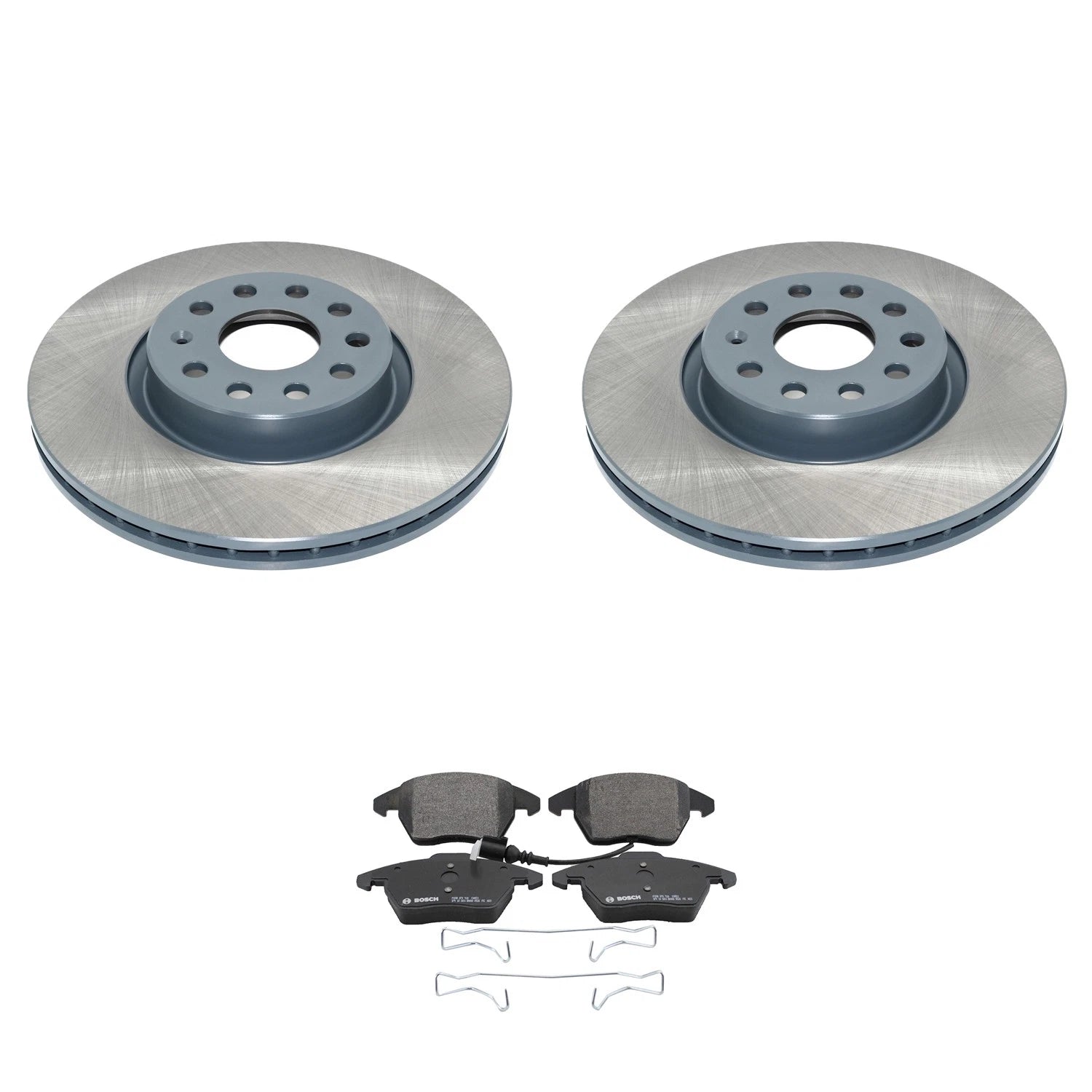 Front Rotors & Bosch QuietCast Brake Pads Kit for Audi TT Quattro