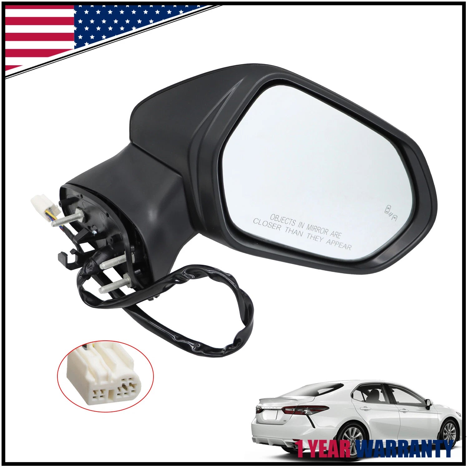 Power Heated Side Mirror for Toyota Camry (2018–2023) Right Passenger BSM