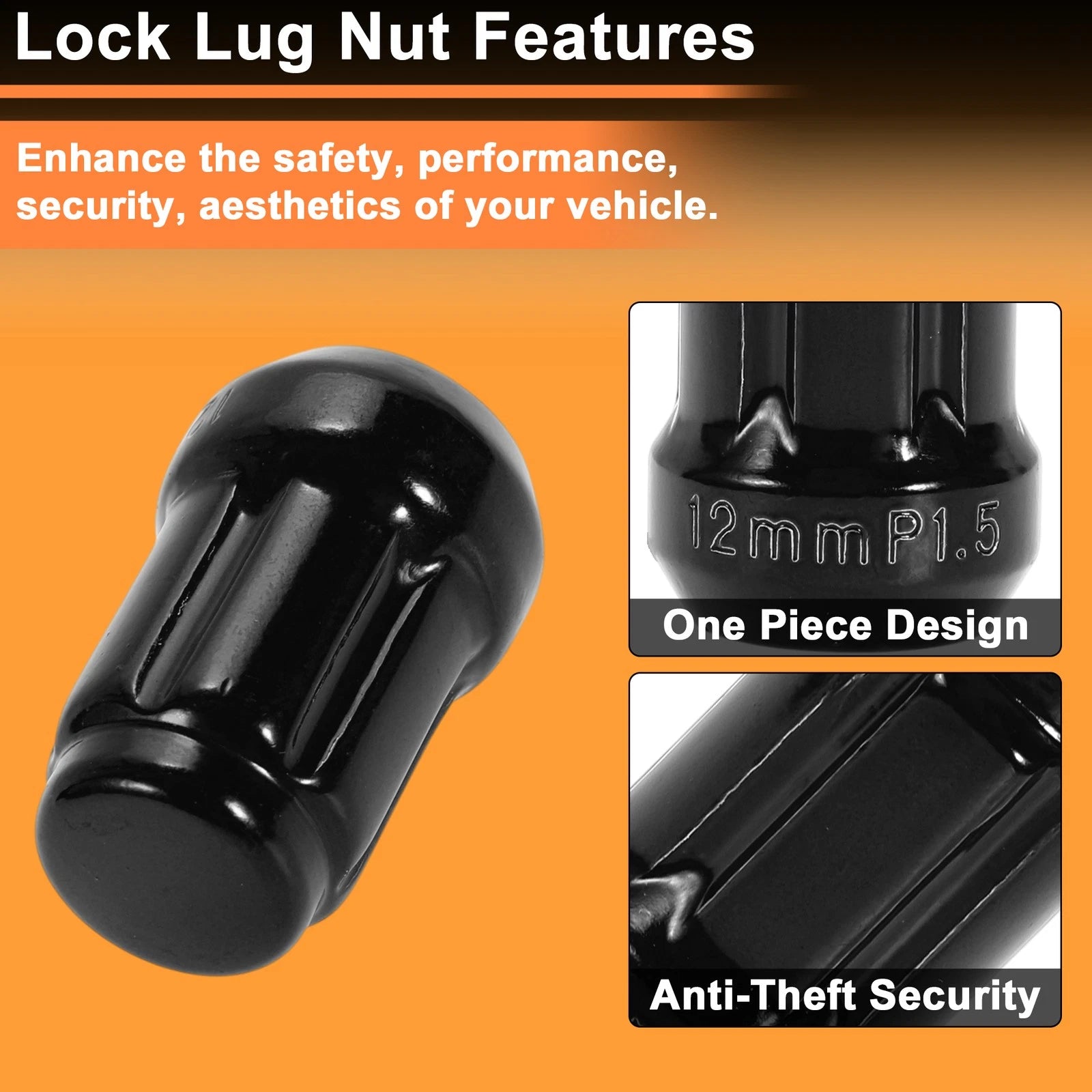 M12x1.5 Tire Wheel Locking Nut with Socket Key for Honda Toyota 