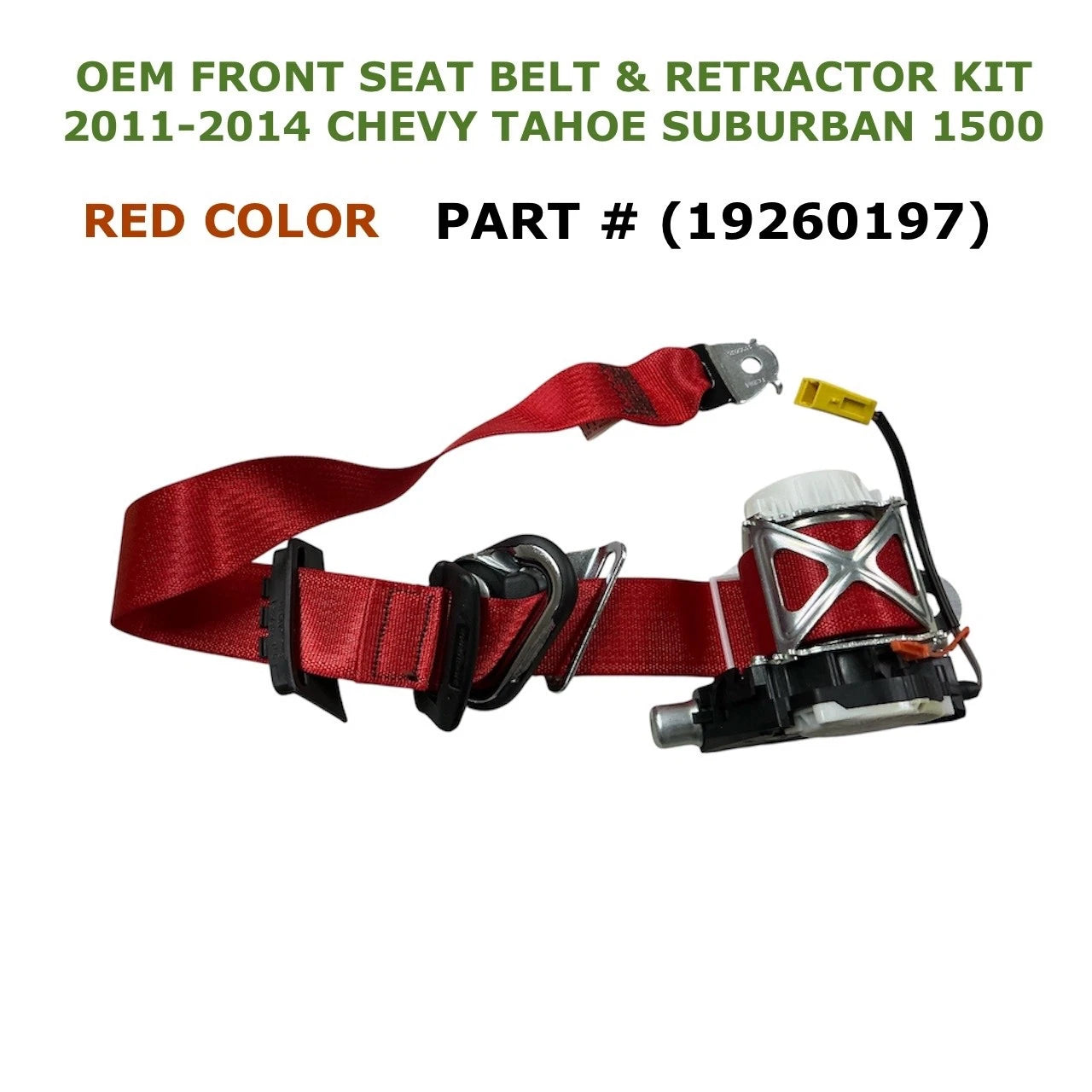 Front Seat Belt & Retractor Kit for Chevy Tahoe Suburban 1500 (2011–2014) 19260197