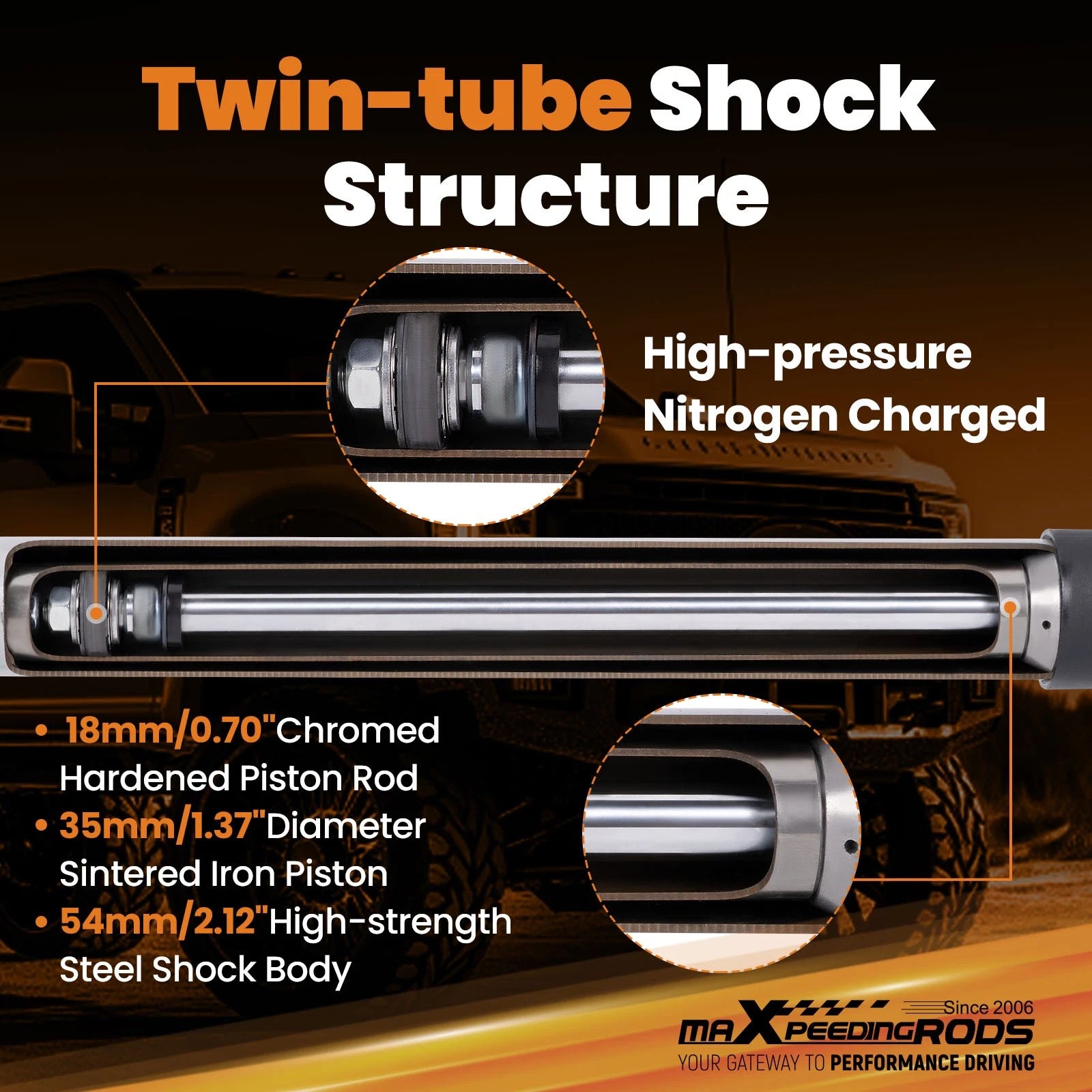 4x4 Nitrogen Shock for Ford F-250 F-350 Super Duty 2017–2025 0-4.5"