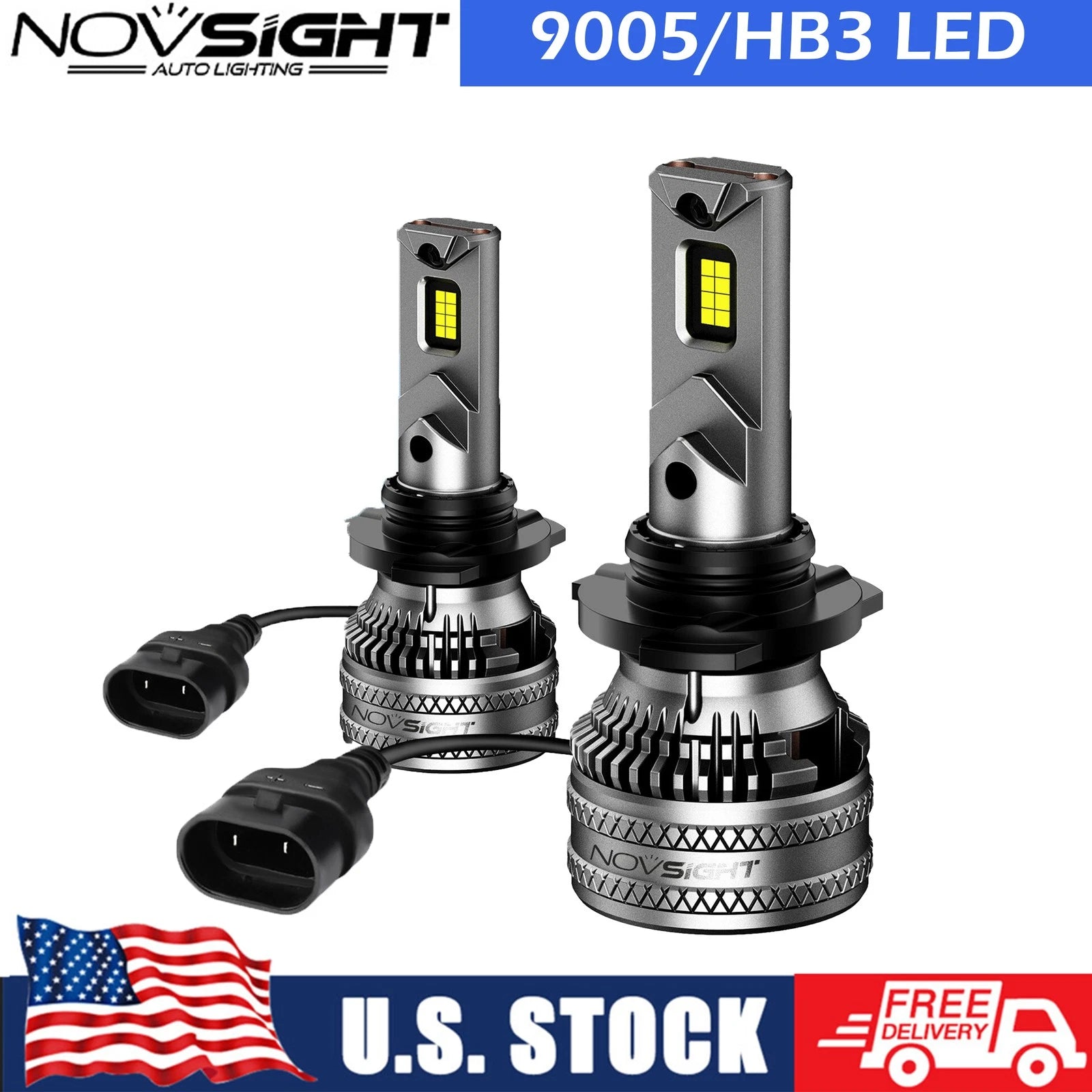 2X 9005 HB3 LED Headlight Bulbs for Universal Fit (High/Low Beam)