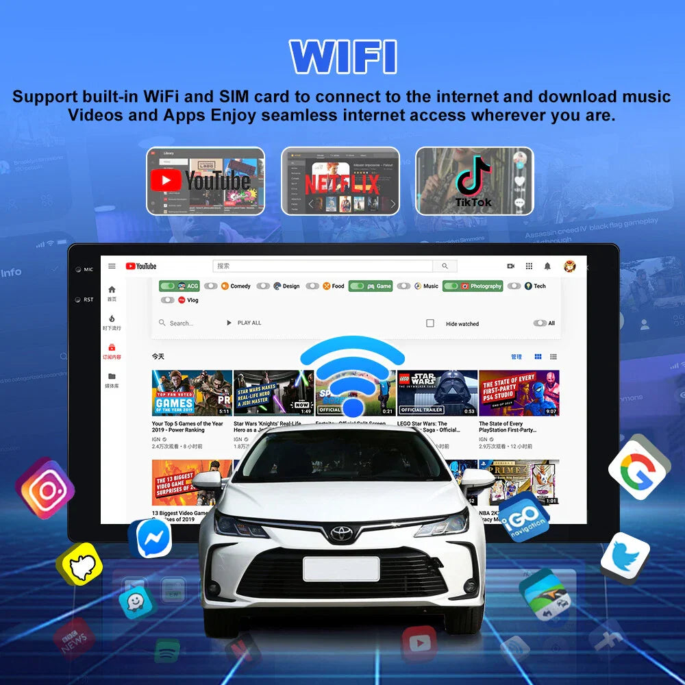 Wireless Carplay Android Auto Radio for Toyota Corolla (2015-2018)