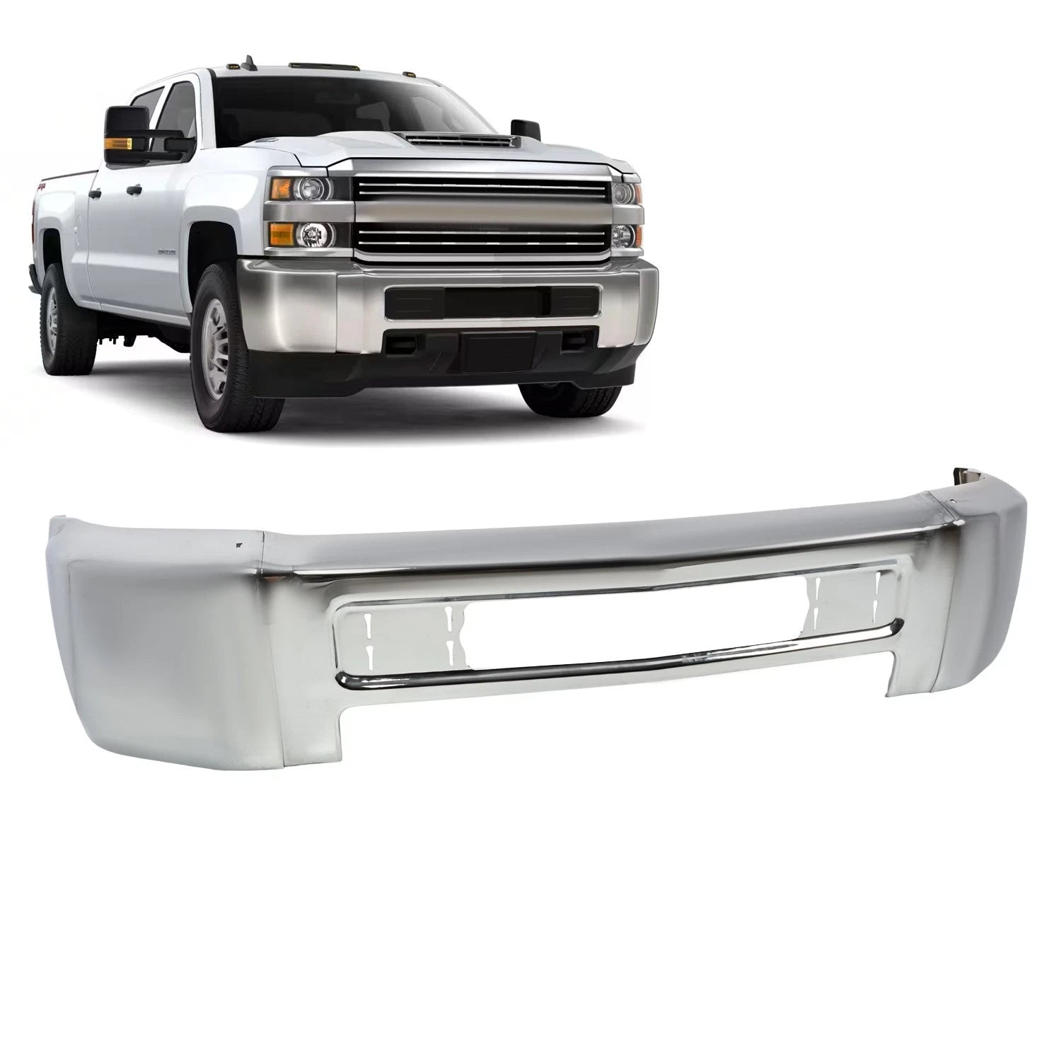 Chrome Front Bumper Face Bar for Chevy Silverado 2500HD 3500 HD (2015–2019)