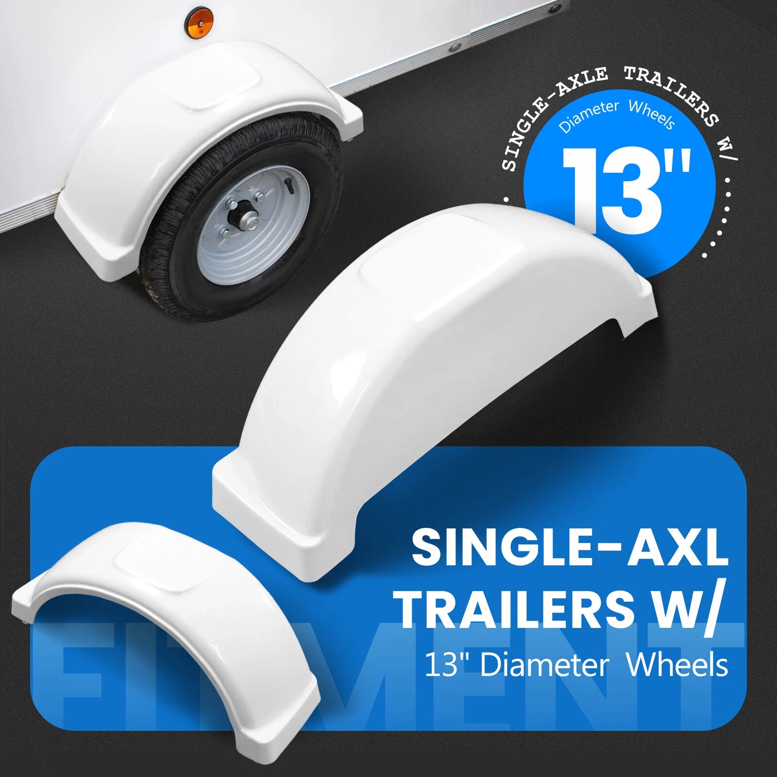 Set of 2 Trailer Fenders for 13" Wheels (Boat)