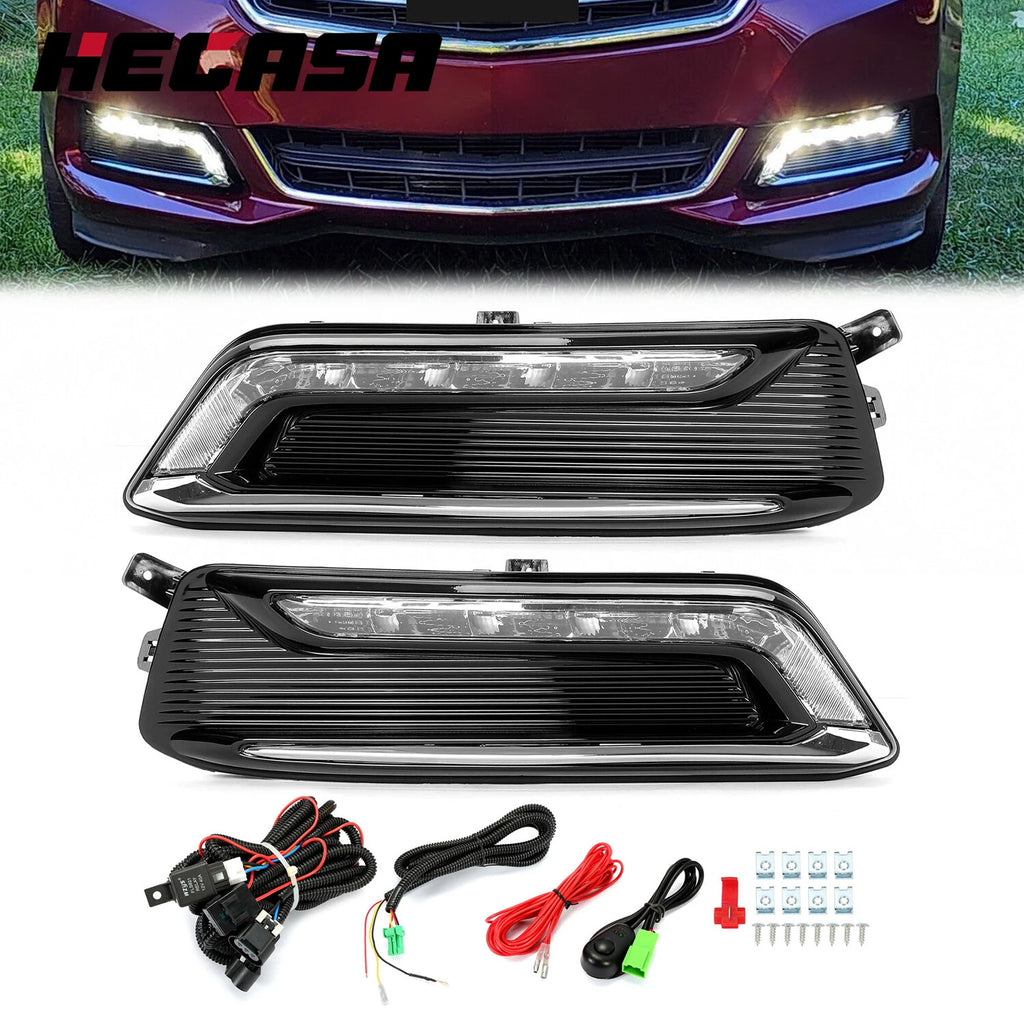 Set of 2 Clear LED DRL Fog Lights for Chevy Impala (2014–2020)