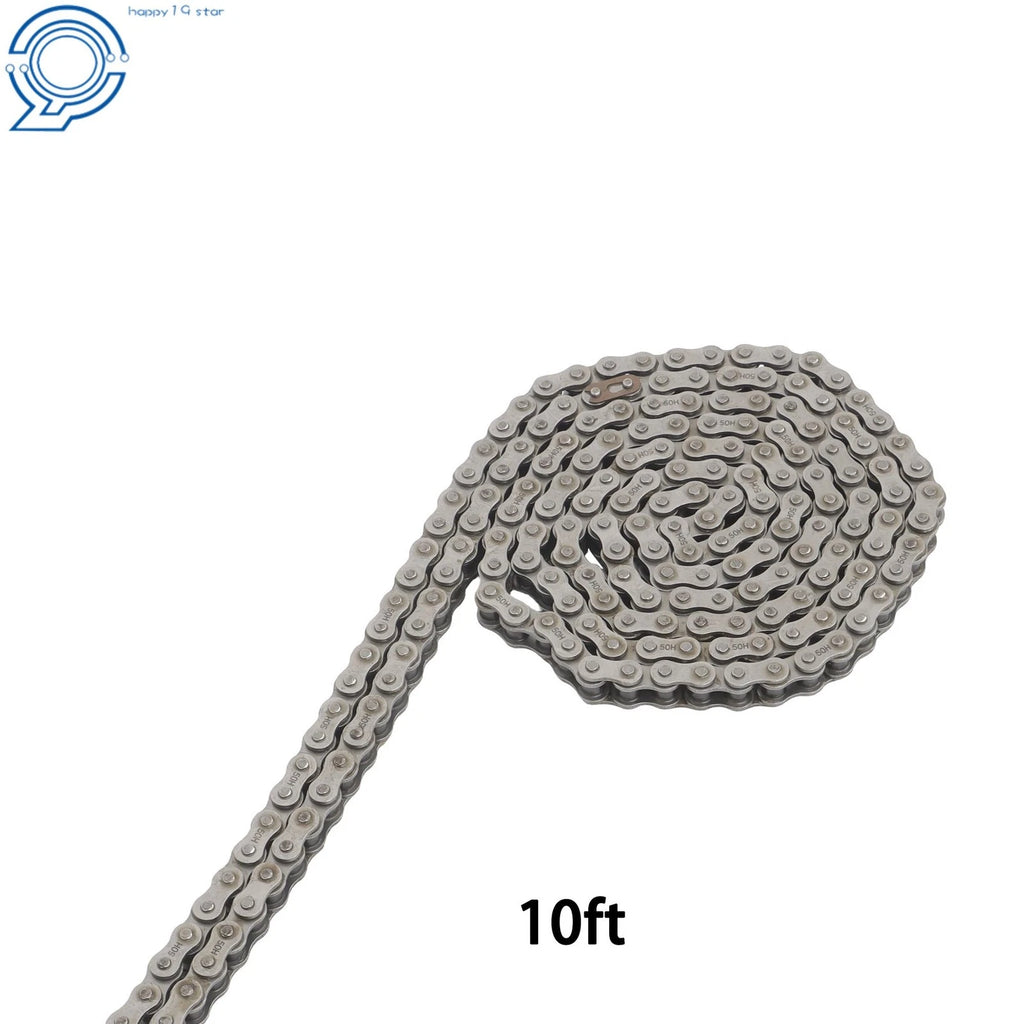 50 Heavy Duty Drive Roller Chain 10 Feet with 2 Connecting Links
