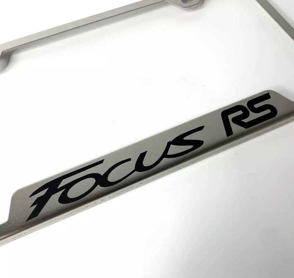 Brushed License Plate Frame with Laser Engraved Emblem for Ford Focus RS (2016–2018)