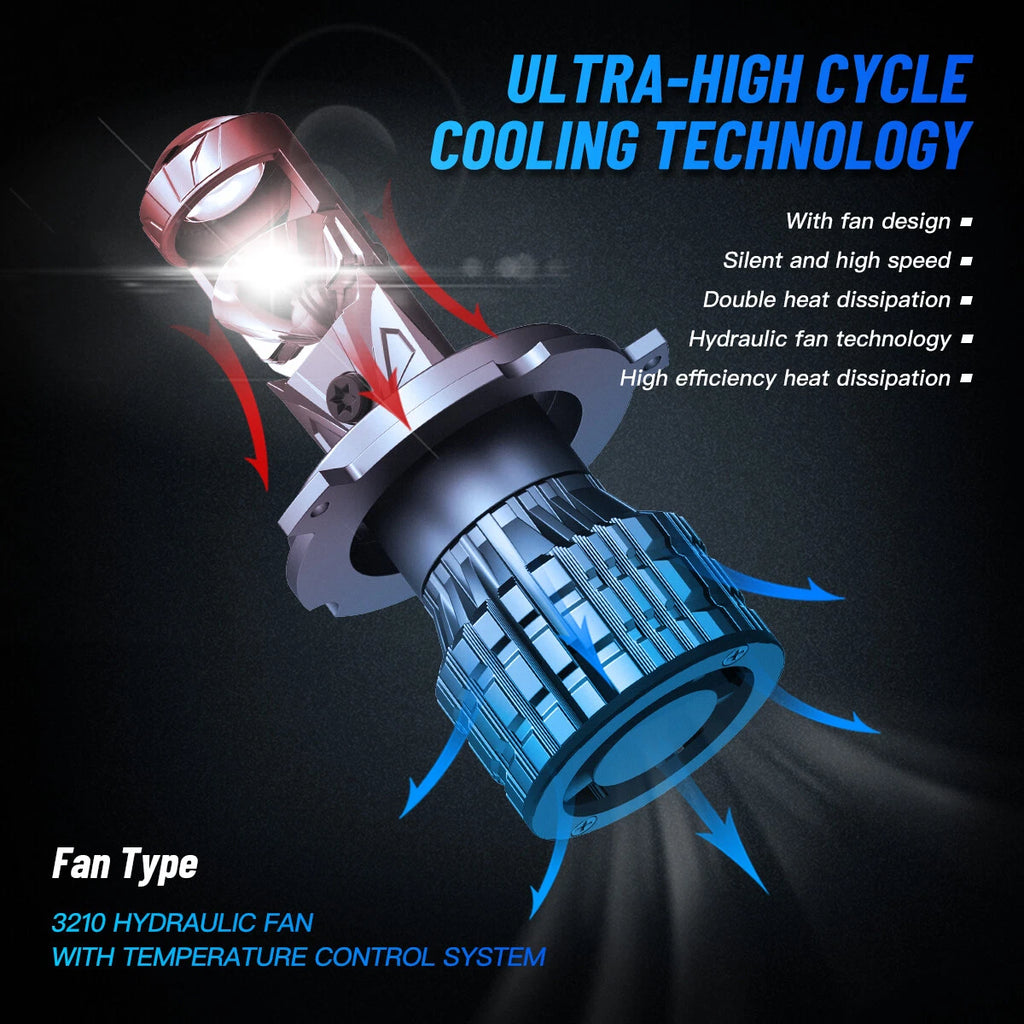 2X H4 9003 HB2 LED Headlight Bulbs 40000LM IP68 for Car Van