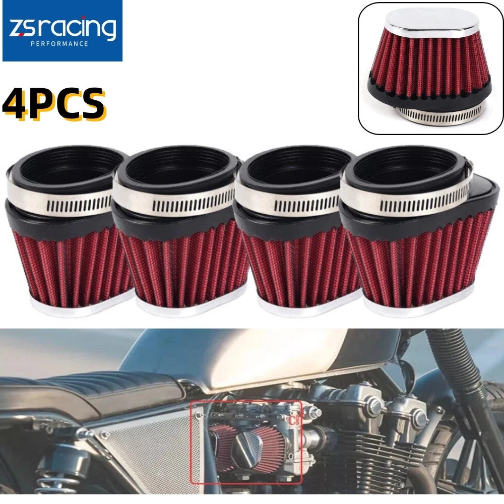 Set of 4 High Flow Air Filters for Motorcycle (60mm)