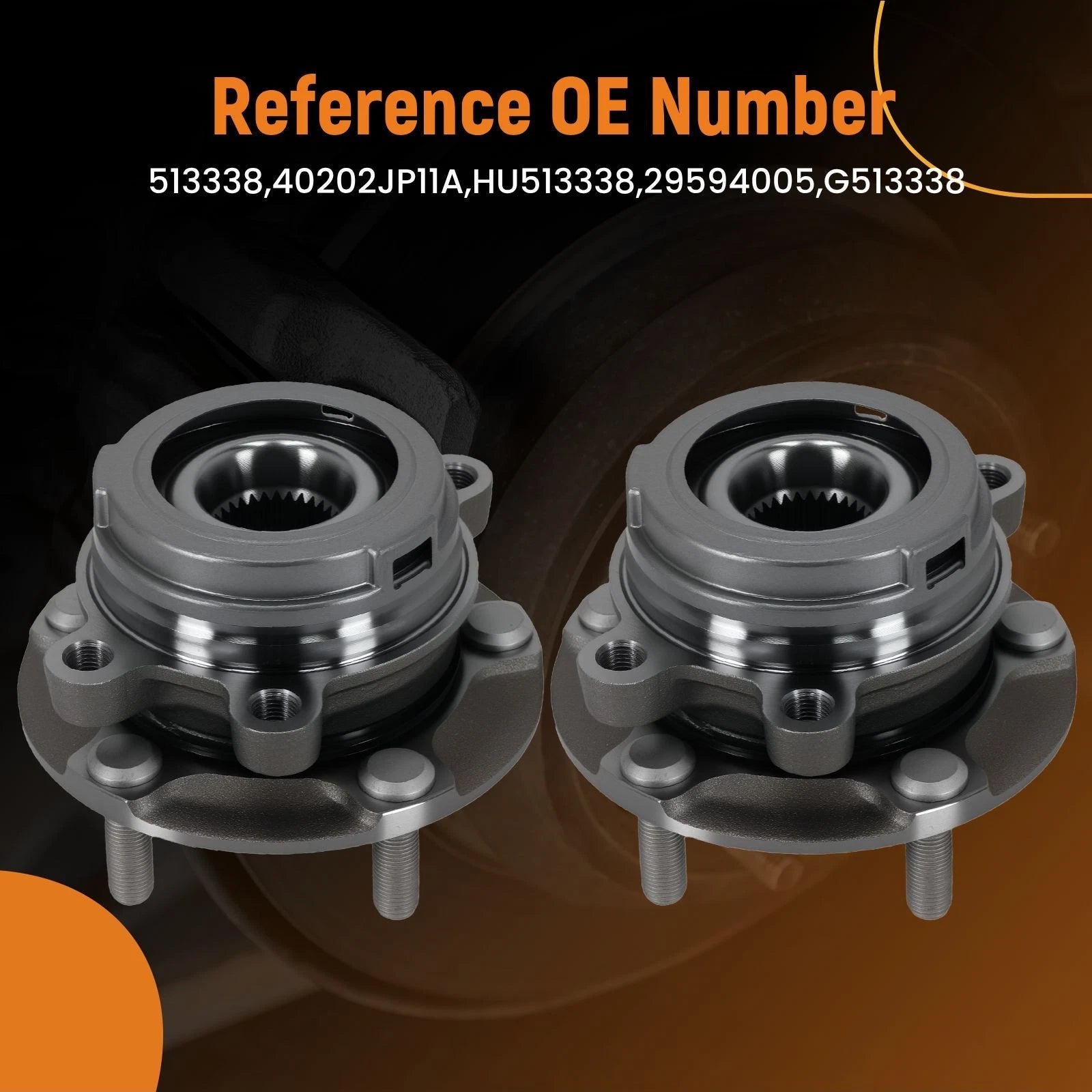 Pair Front Wheel Hub & Bearing for Nissan Quest (2011–2017) 513338