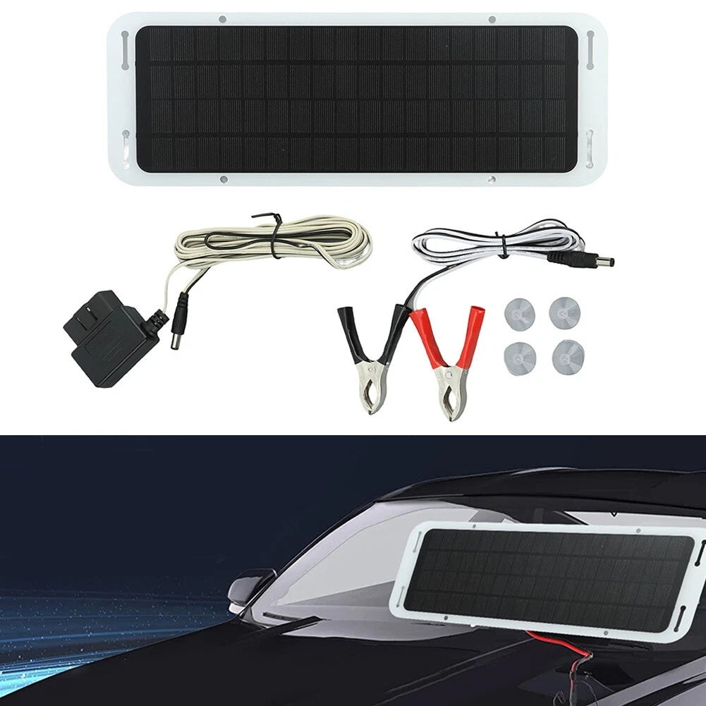 Solar Powered Trickle Charger for Car RV Boat Motorcycle Batteries