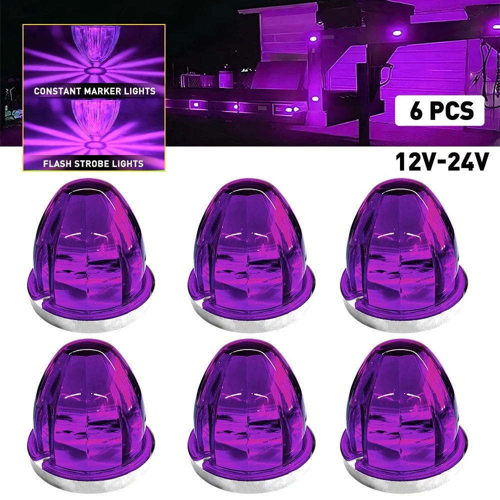 6X Purple LED Watermelon Marker Light for Universal (12-24V)