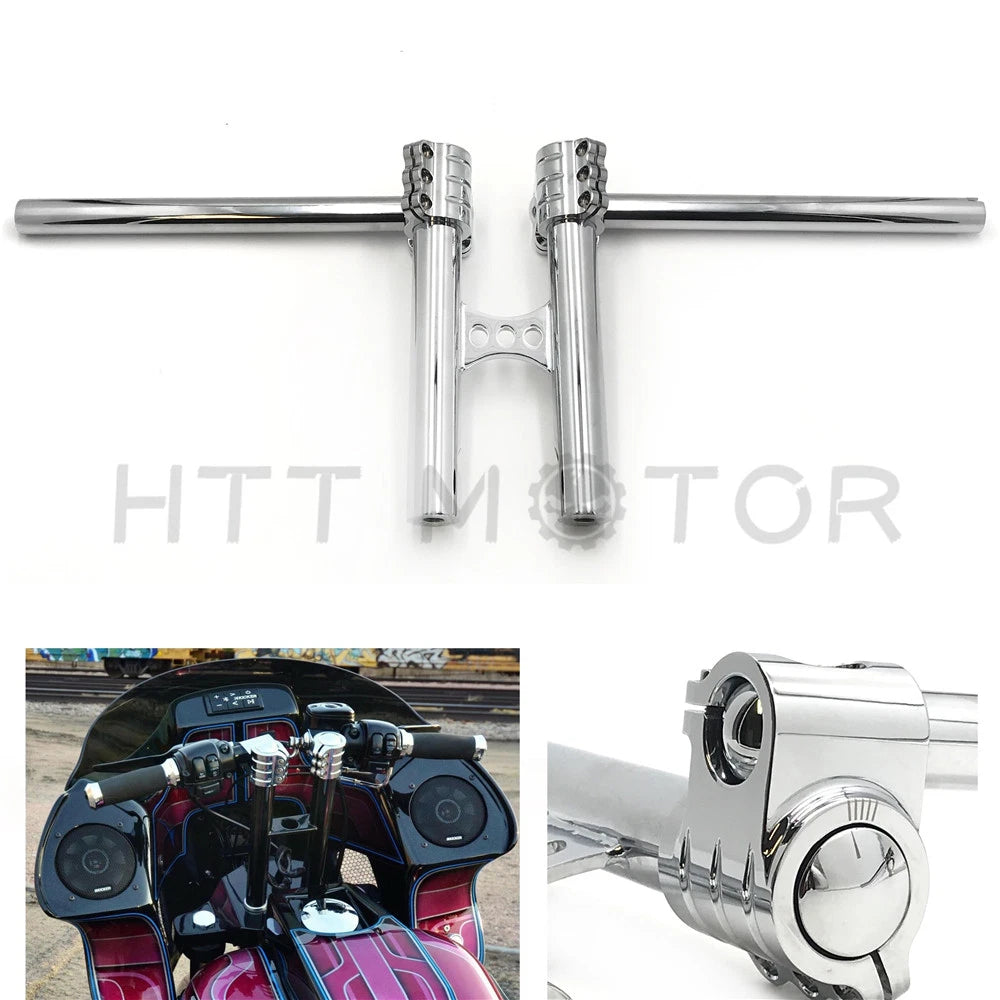 Adjustable 10" Chrome Clip Splitter Handlebars for Harley Dyna FXR Sportster