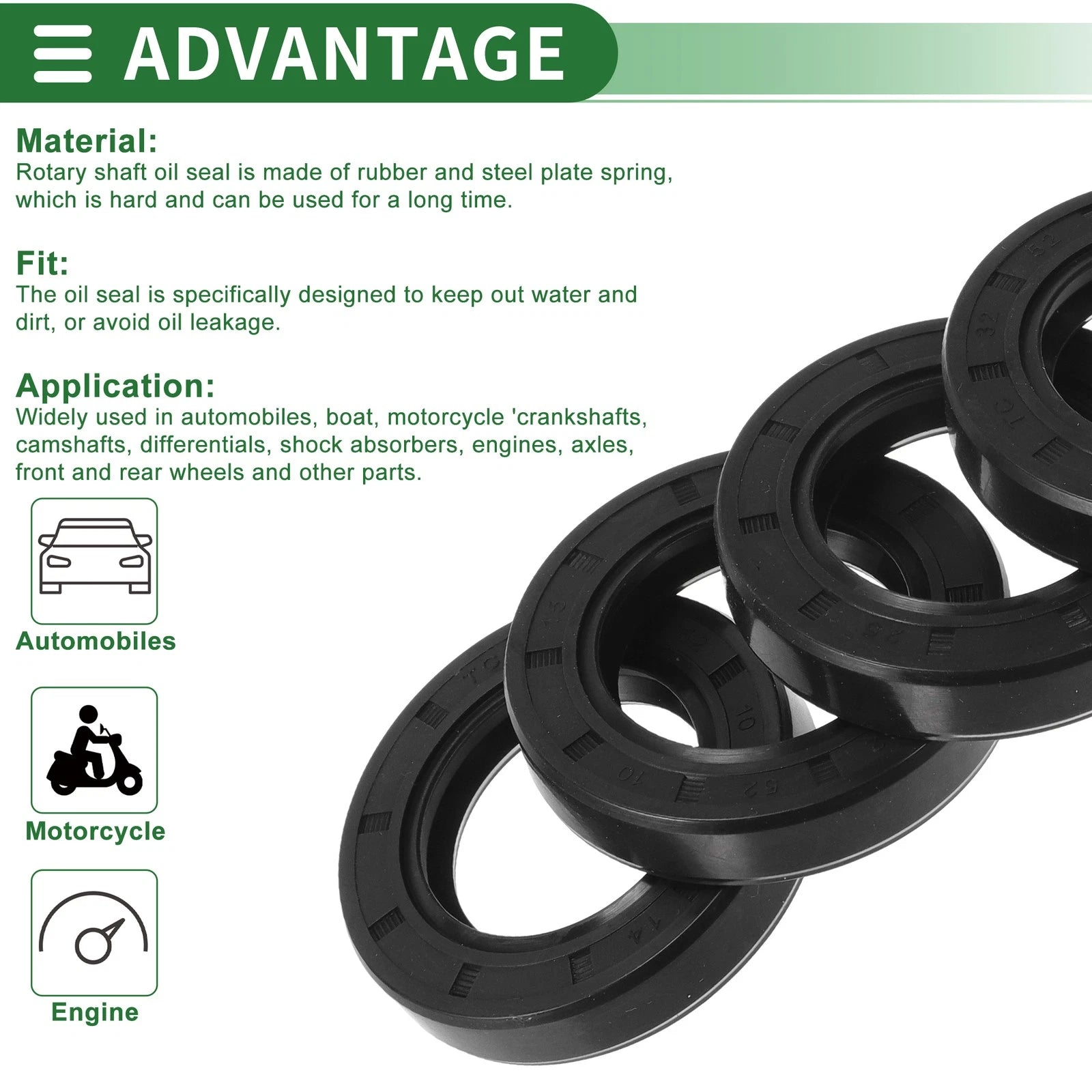 Set of 5 Oil Seal Rotary Shaft Seal NBR Rubber 32x52x10mm