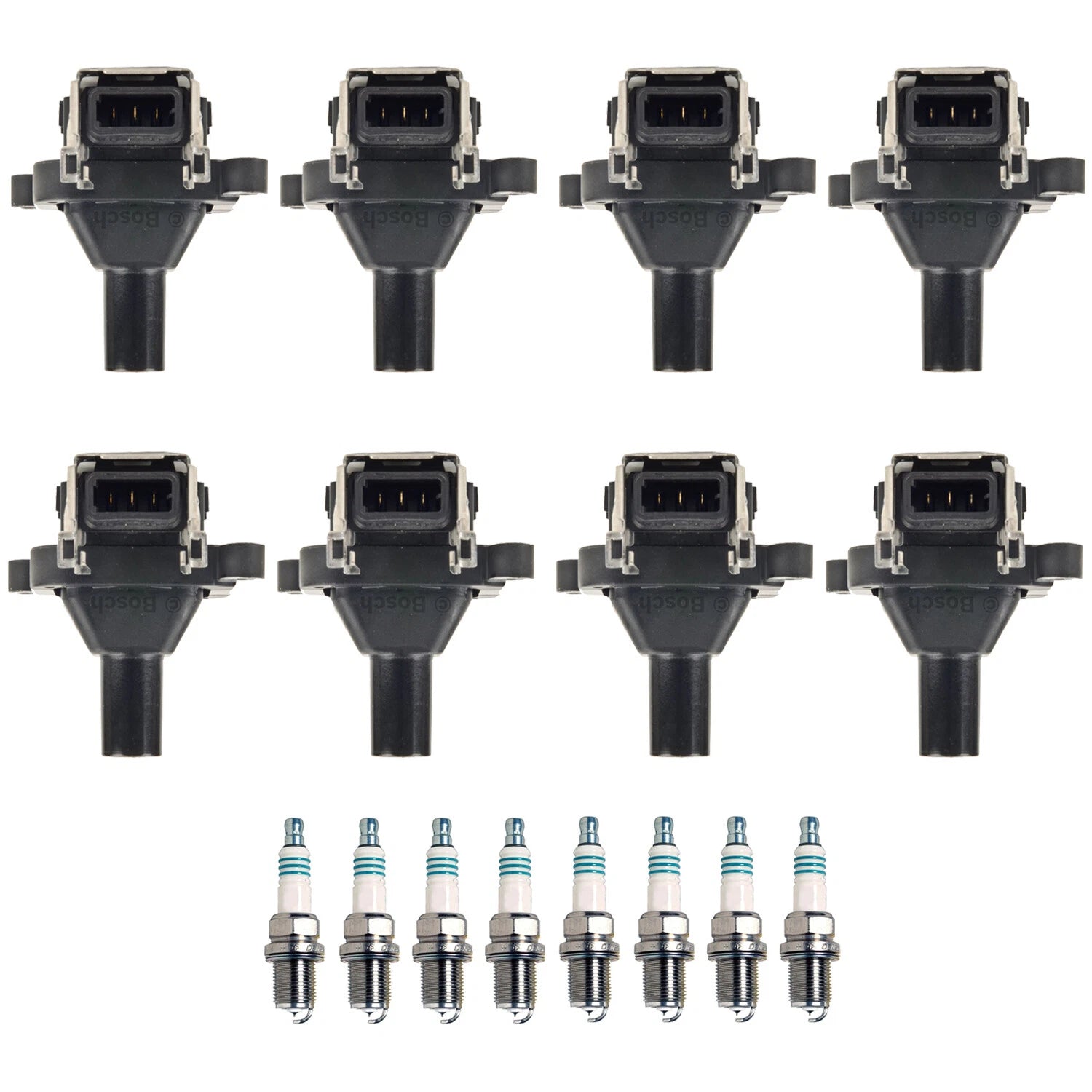 Set of 8 Ignition Coils & Iridium Spark Plugs for Audi Q7, BMW E39, E38, E53 V8