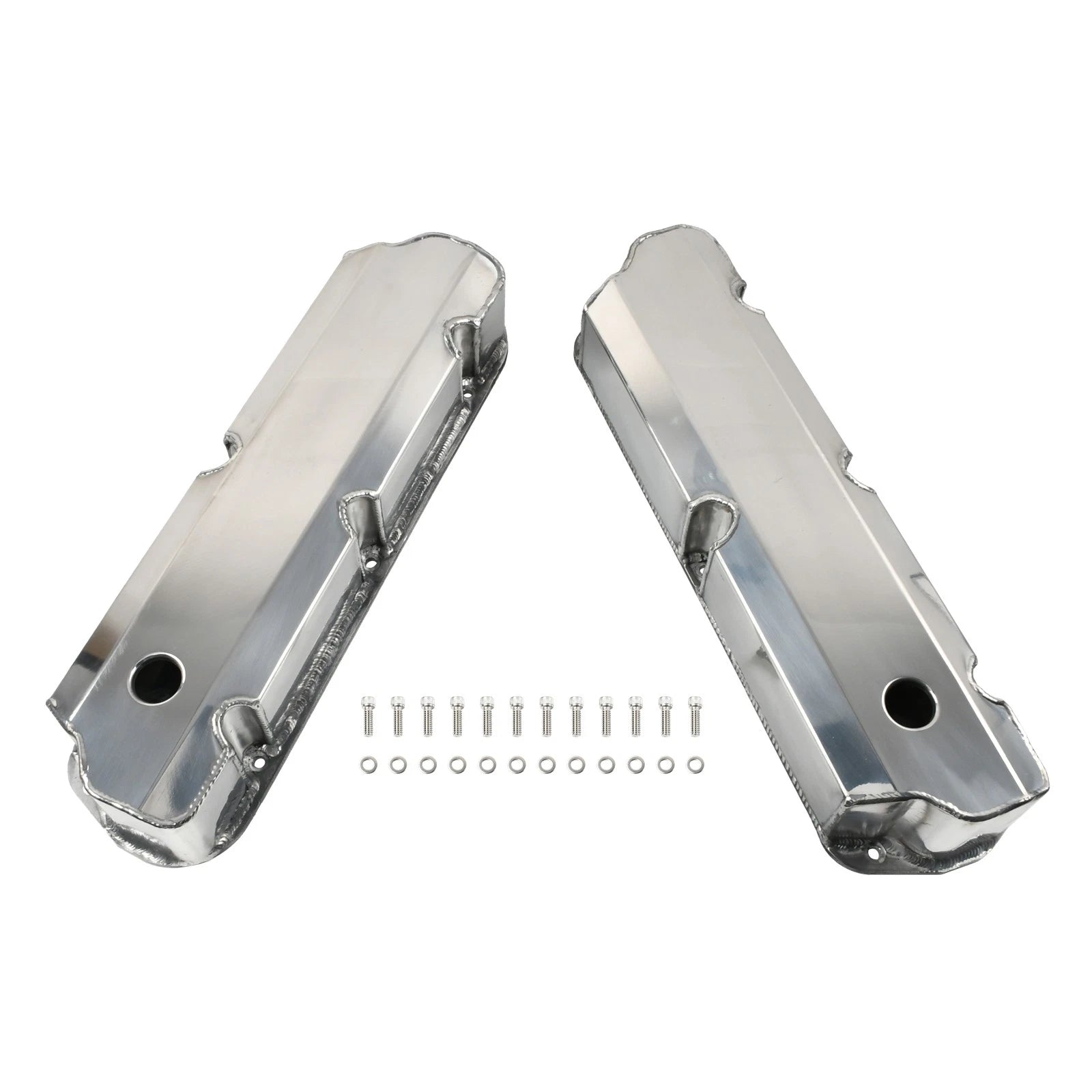 SBF Valve Covers Fabricated Polished Aluminum Short Bolt for Ford 289 302 351W (1962–1995)