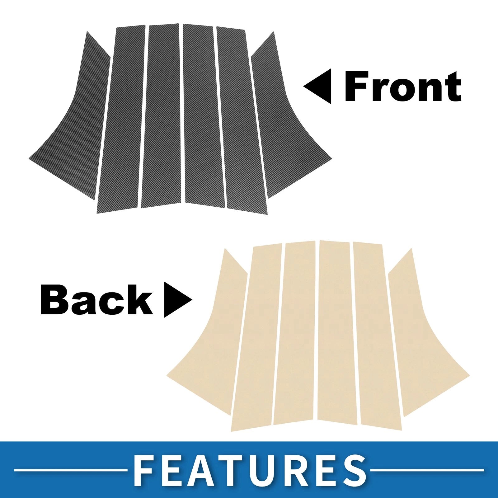 Set of 6 Door Pillar Window Trim for Ford Focus (2012–2019) Carbon Fiber