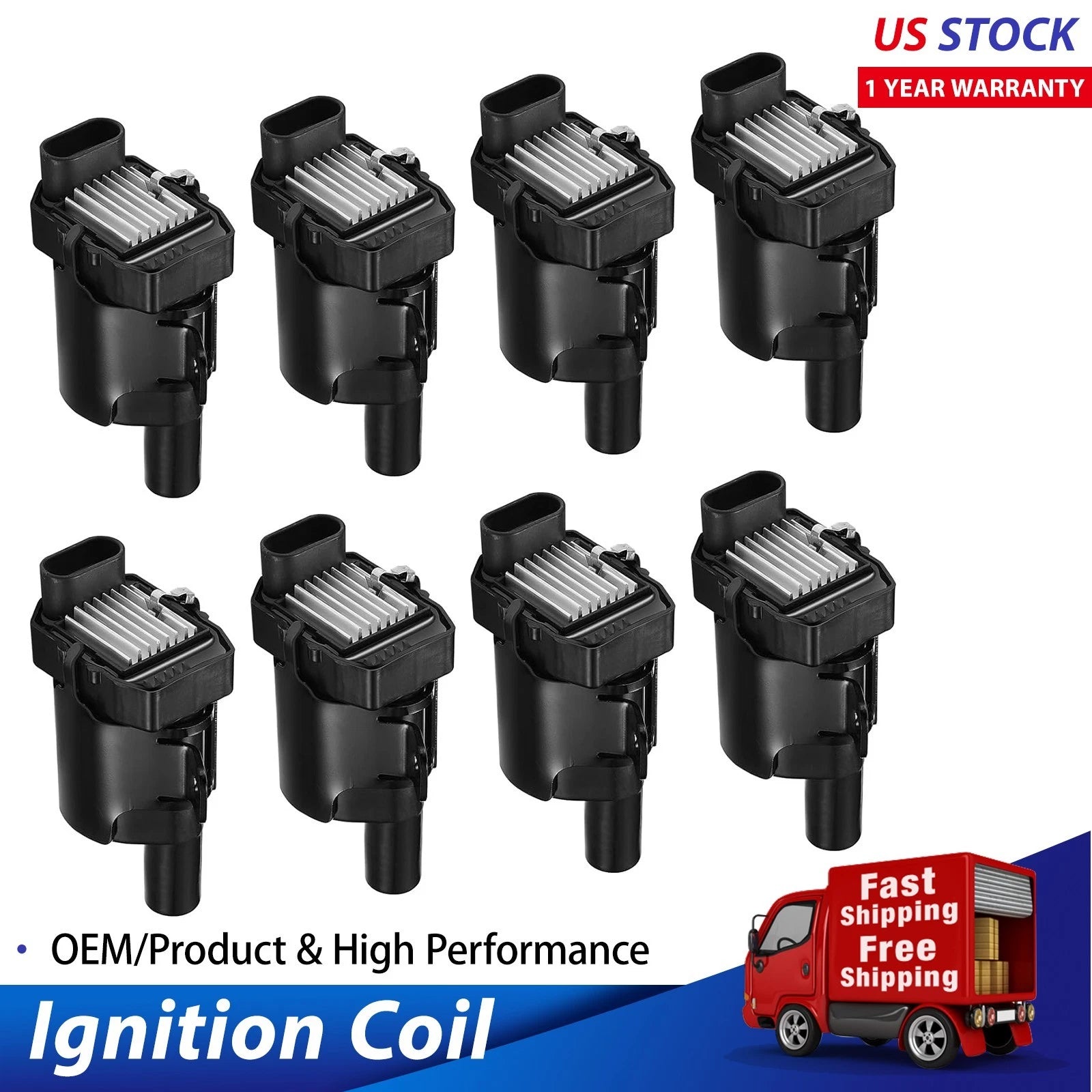 8PCS Ignition Coils for GMC Envoy XL 4.2L, Isuzu Ascender 5.3L (2003–2004) C1251