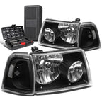 Pair of Black/Clear Side Headlights for Ford Ranger (2001–2011)