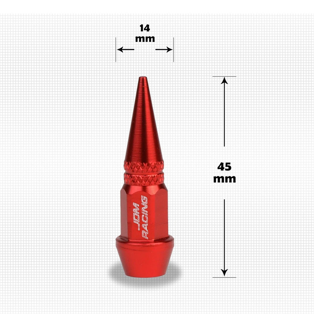 Set of 4 Red Aluminum Spiked Tire Valve Stem Caps for Universal Fit (45mm)