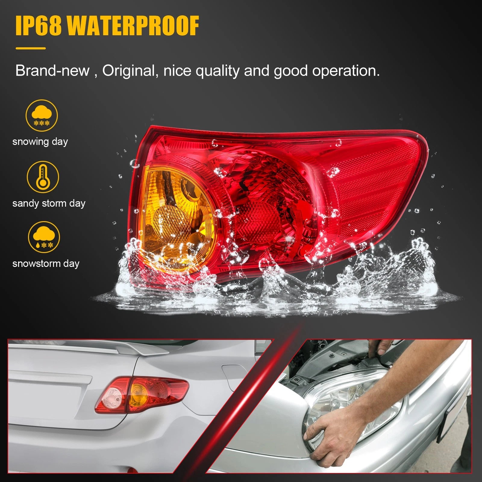 Tail Light Assembly for Toyota Corolla (2009–2010) Rear Brake Lamp Pair