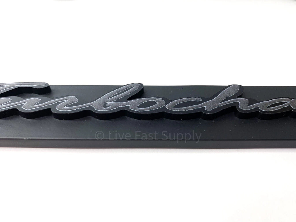 Matte Premium License Plate Frame Gray with Black Outline for Turbocharged