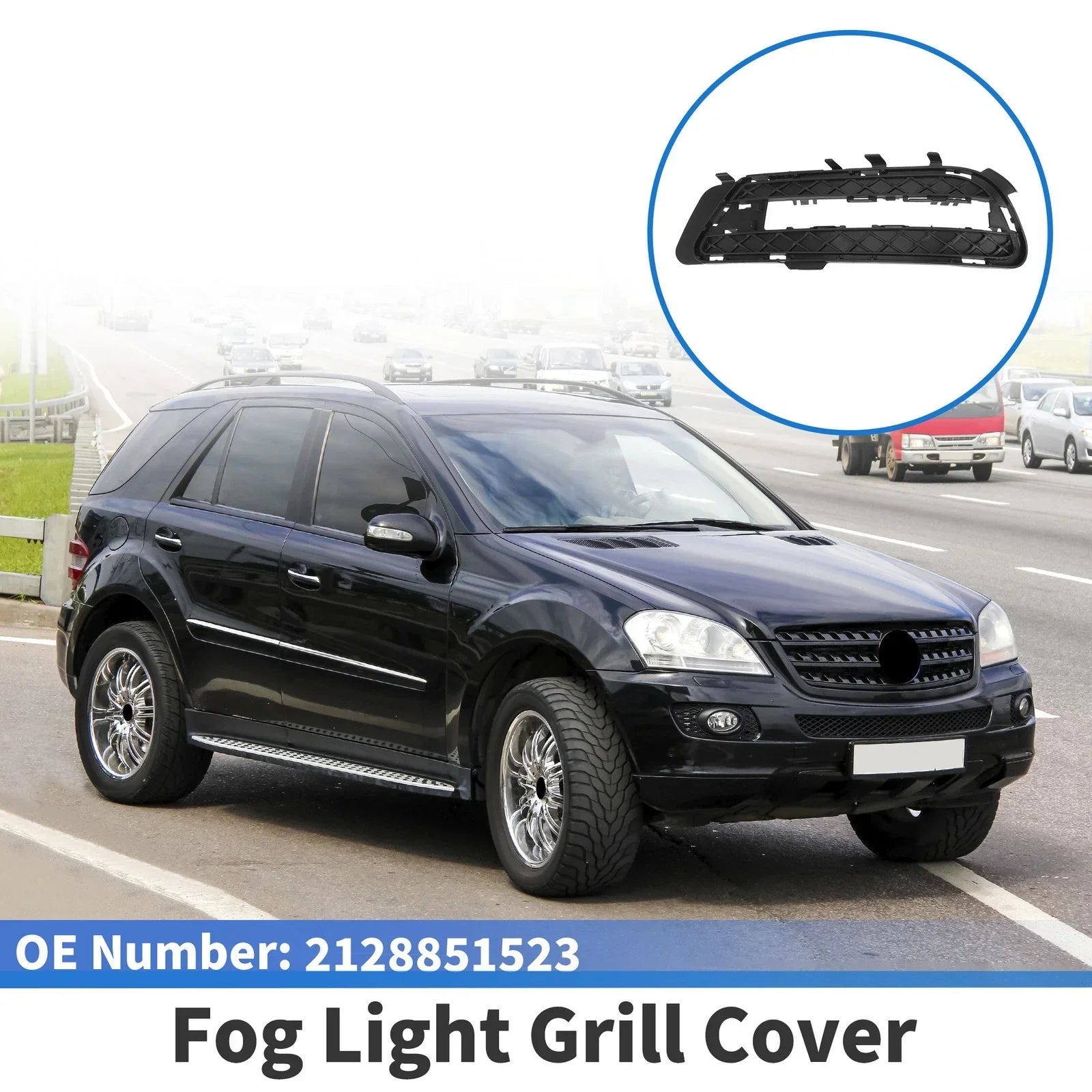 Front Left Fog Light Grill for Mercedes-Benz E350 (2009-2016) Black