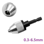 Keyless Drill Bit Chuck Adapter for Driver (0.3-6.5mm, 1/4" Hex Shank)