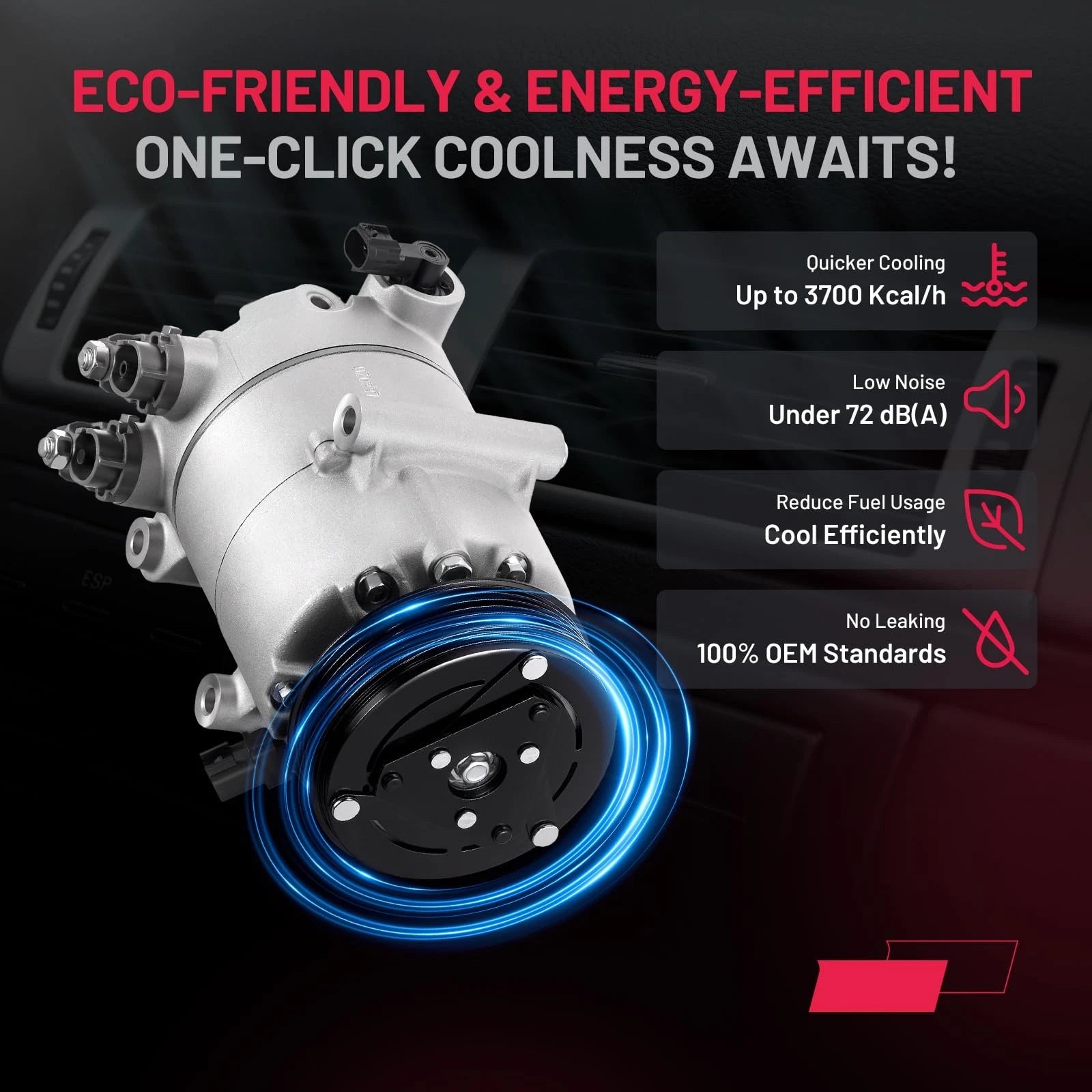 AC Compressor w/Clutch for Ford Escape (2013–2019) 1.6L 1.5L CO 29113C