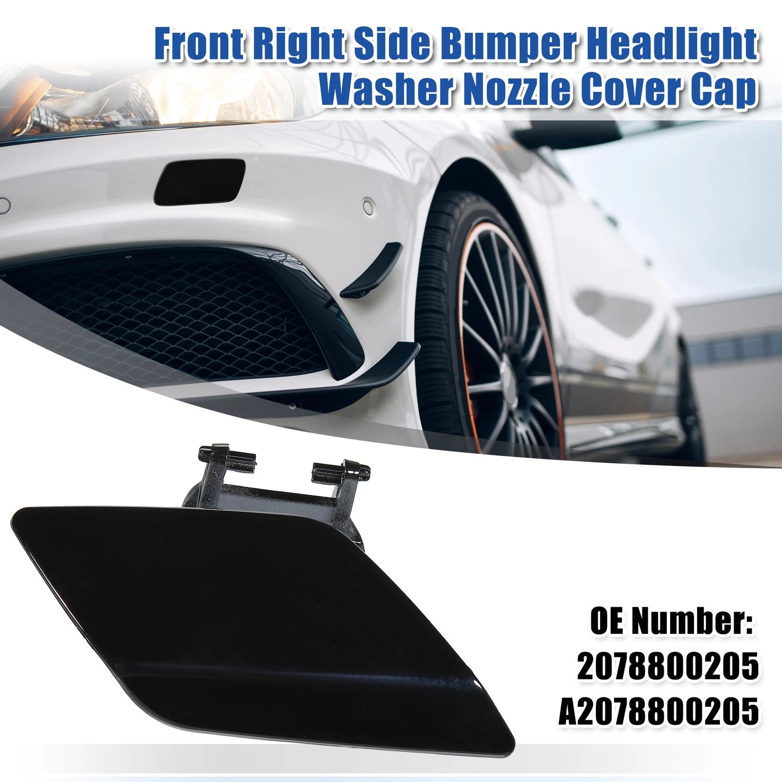 Bumper Washer Nozzle Cover for Mercedes-Benz E550 (2007–2010) Black