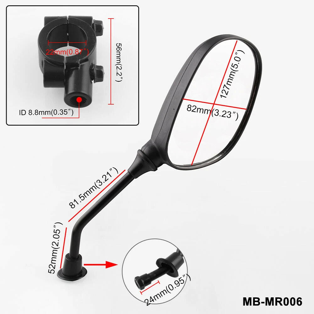 Universal Rearview Mirror for Motorcycle UTV ATV (7/8" Handlebar Mount)