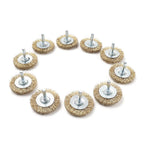 10X 2 Inch Wire Wheel Brush Set - Copper Plated Crimped Steel 1/4 Inch Shank