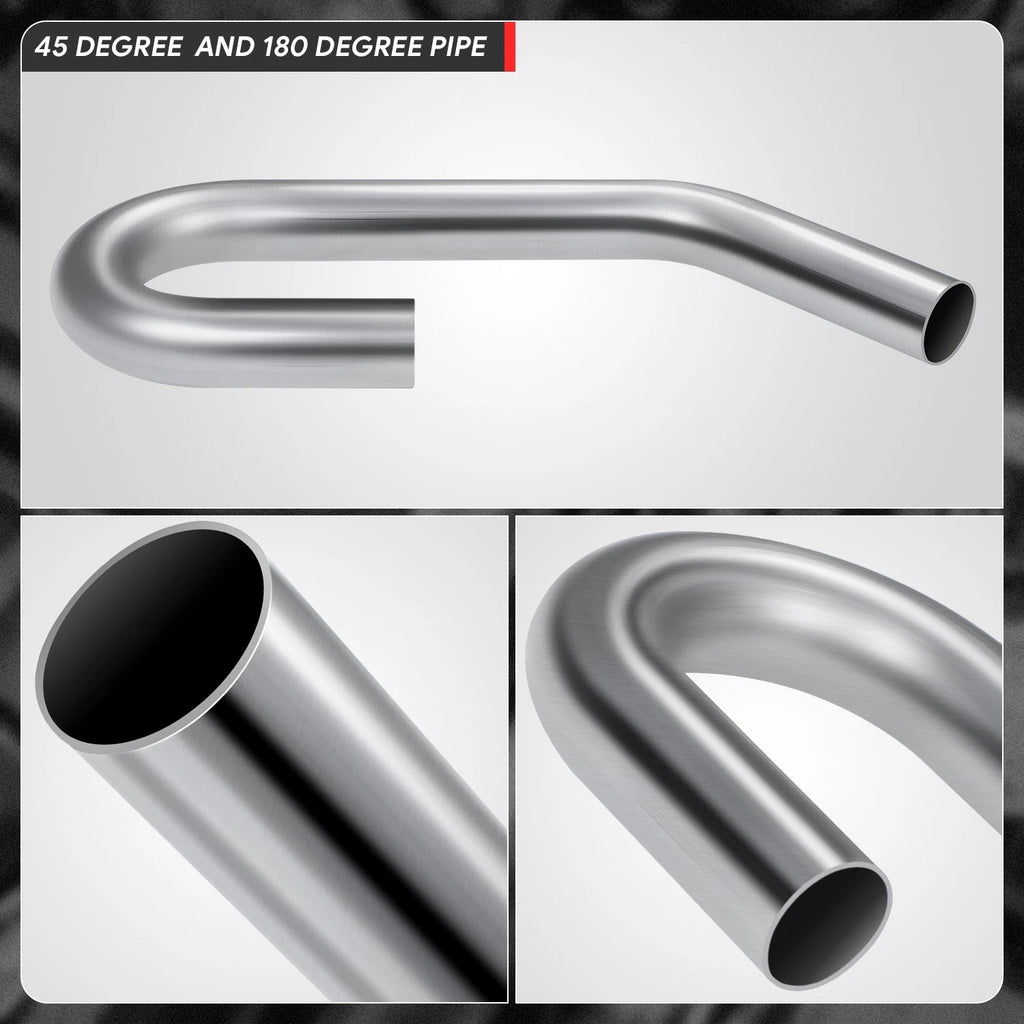 Set of 2 45 Degree U Bends for Exhaust Pipe 2.25" OD Mild Steel (18-Gauge)