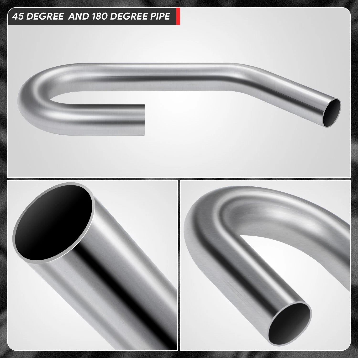 Set of 2 45 Degree U Bends for Exhaust Pipe 2.25" OD Mild Steel (18-Gauge)