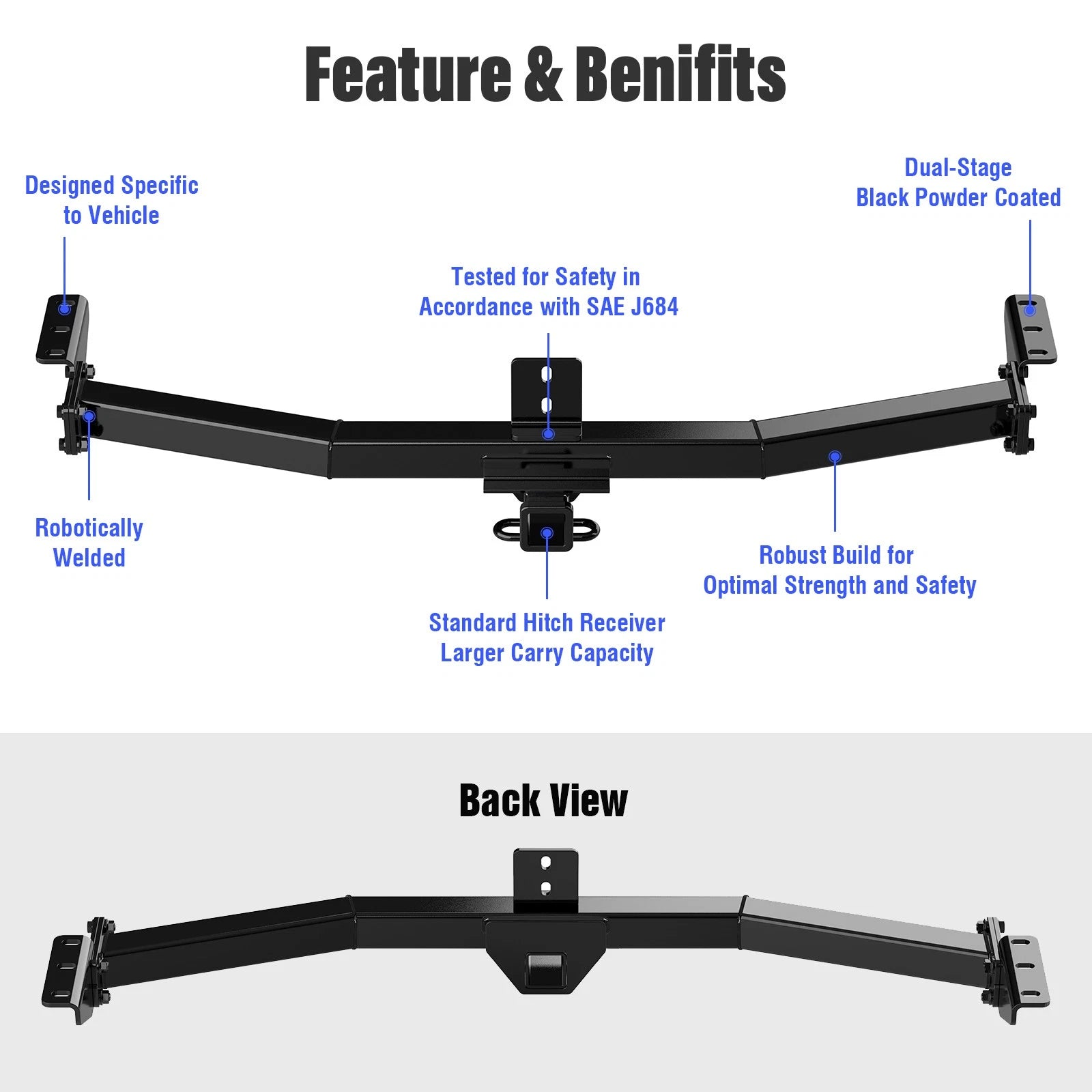Towing Hitch Receiver Class 3 for Honda Pilot Acura MDX (2003-2008)