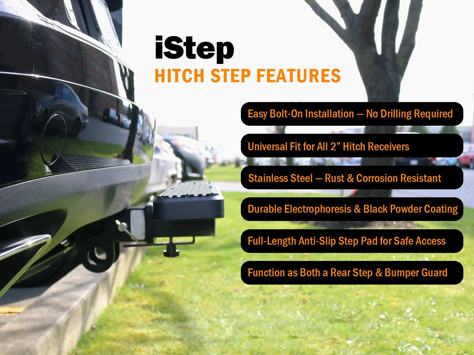 Aluminum Rear Trailer Hitch Step for Receiver 2" Tube
