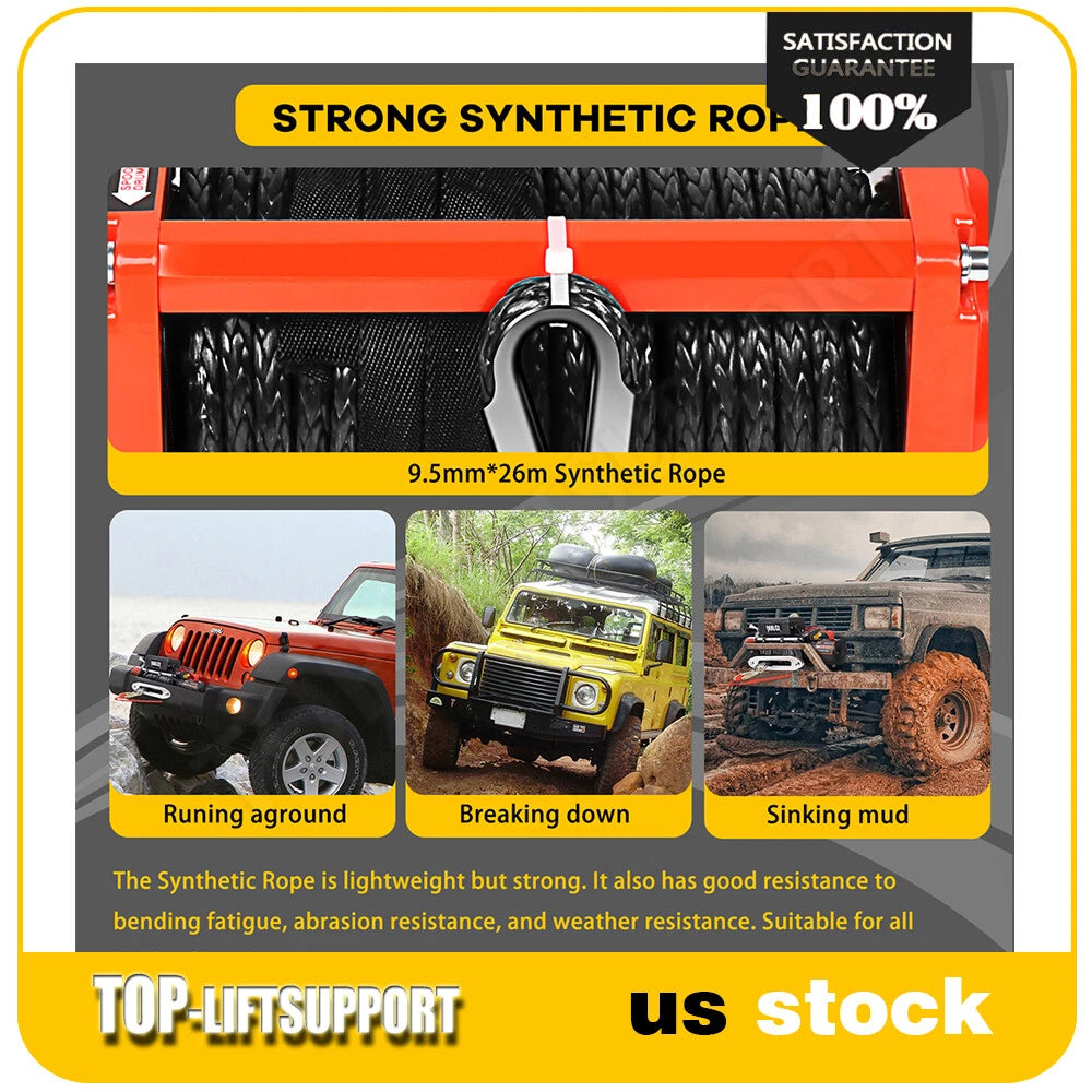 13000LBS Electric Winch for Truck Trailer - Waterproof Synthetic Rope