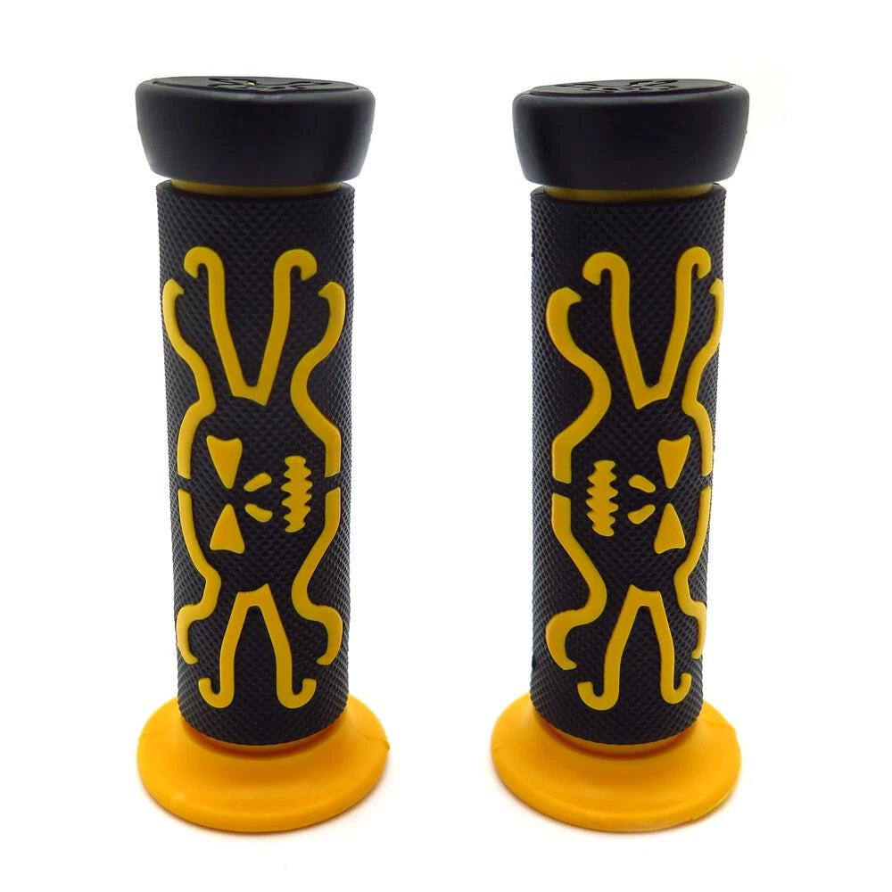 Rubber Hand Grips for Honda CBR 600 F3 F4i RR (1995–2006) - Yellow Skull