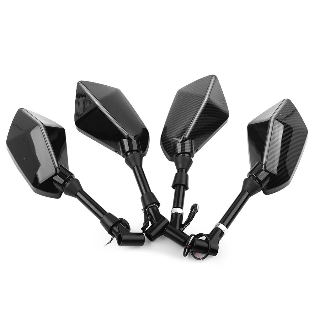 LED Turn Signal Side Mirrors 10MM for Kawasaki Ninja Z750 (2007–2012)