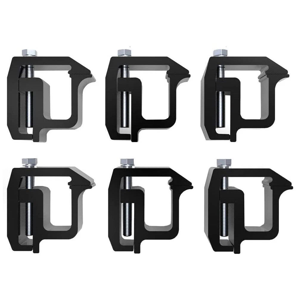 Set of 6 Mounting Clamps for Truck Cap Topper (Heavy Duty, Black)