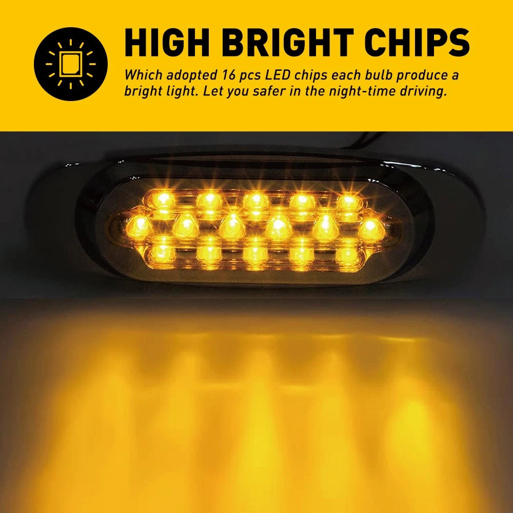 Set of 4 LED Oval Side Marker Lights for Truck Trailer
