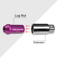 20Pc M12X1.5 Purple JDM Closed End Aluminum Wheel Lug Nuts + Extension 25mmx50mm