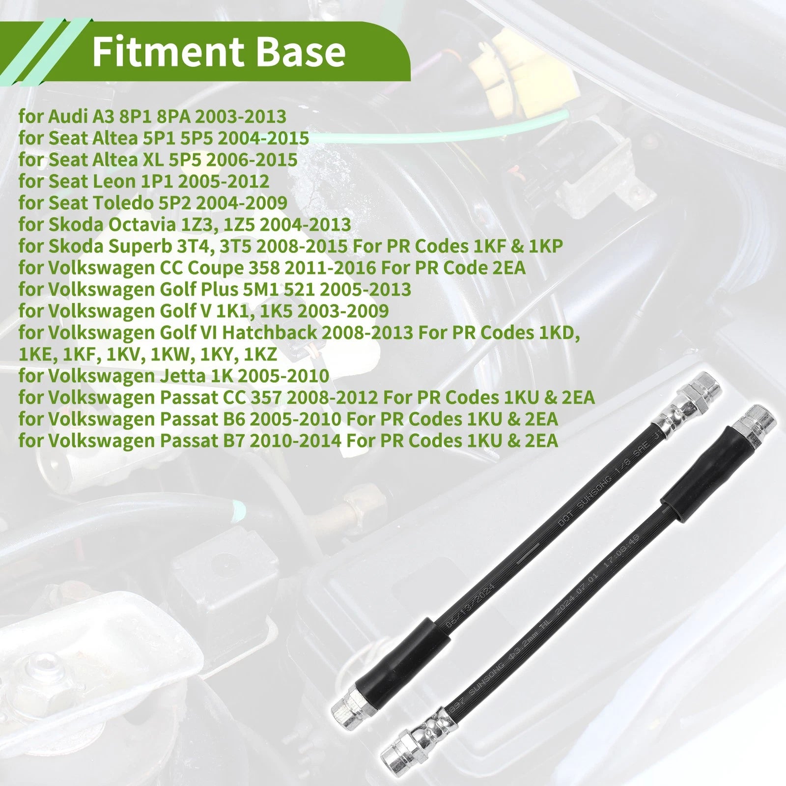2pcs Extended Brake Line for Audi A3, VW Golf, Passat, CC, Jetta (2006–2013)