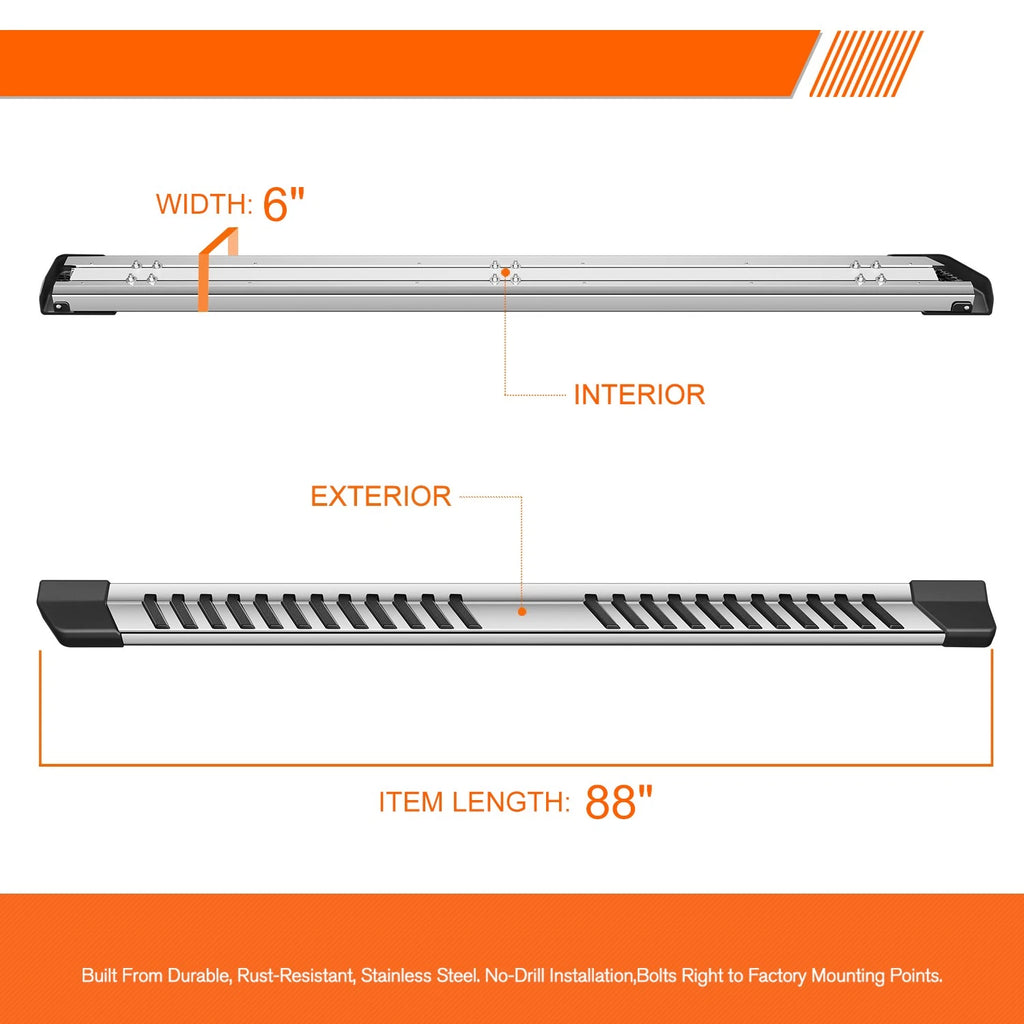 Set of 2 Chrome Step Nerf Bars for Ford F150/F250/F350 Crew Cab (2015–2021)