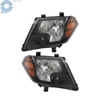 Set of 2 Halogen Headlights for Nissan Frontier (2009–2021) Black Housing