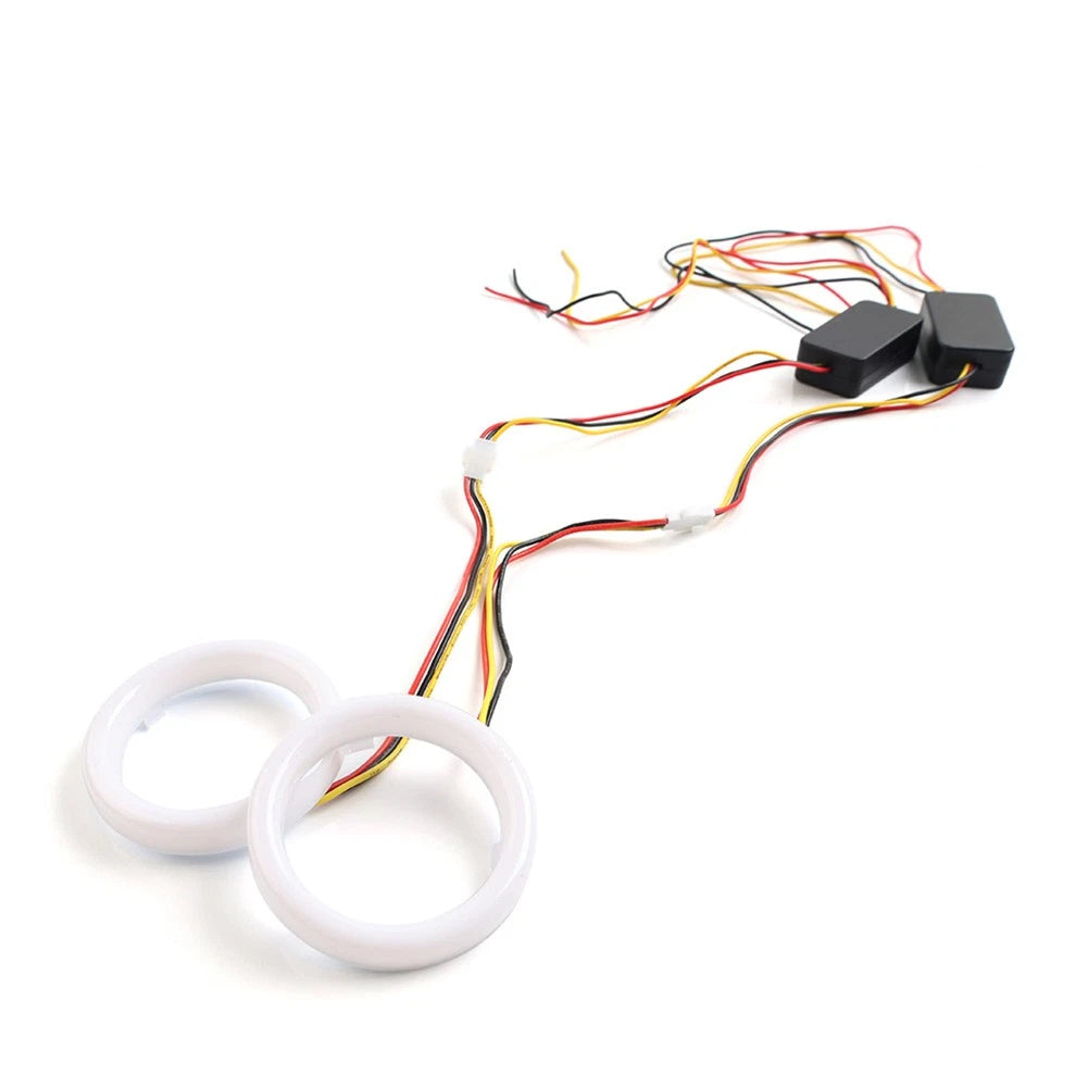 2X White Amber 95MM Switchback LED Angel Eyes Halo Rings for Car Headlight Retrofit