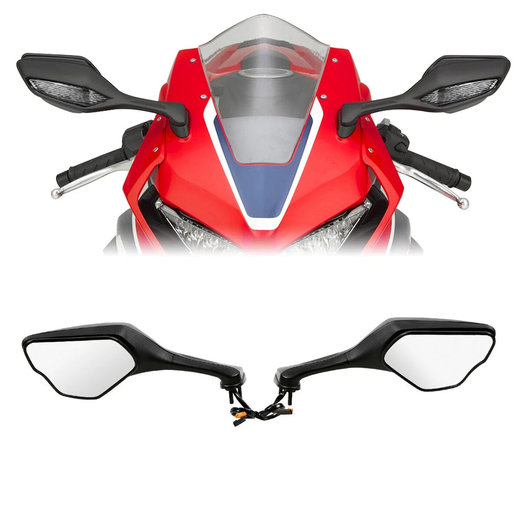 Black LED Turn Signal Rear View Mirrors for Honda CBR1000RR (2017–2024)