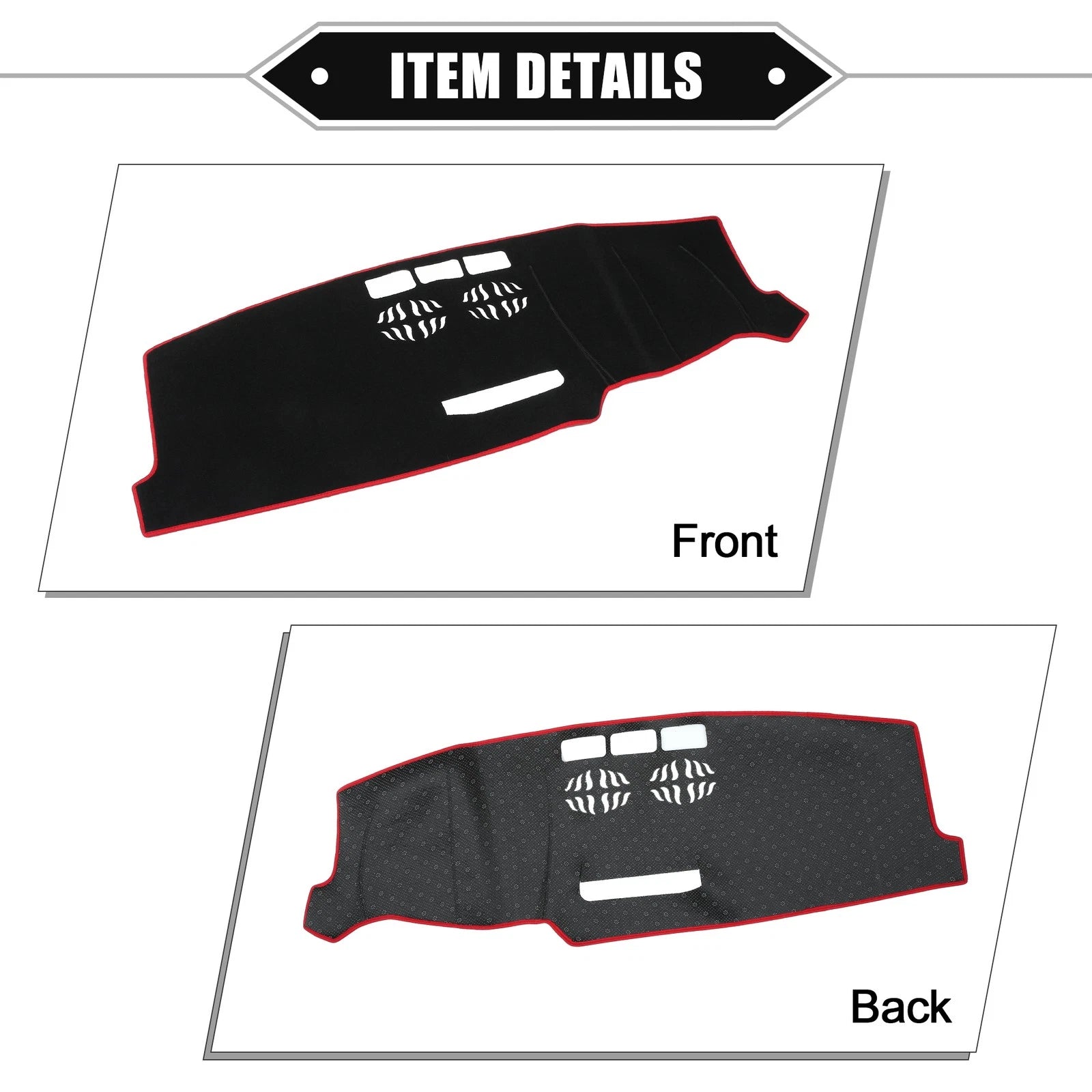 Dashboard Cover Mat for Mazda CX-5 (2016–2023) Black Red 634149337064